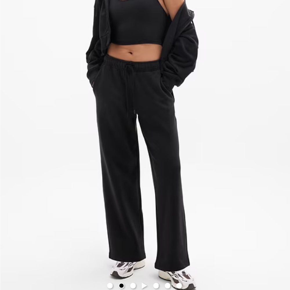 Athleta Heavyweight Terry Pant Black Sweatpant Mid Rise Sz L NEW